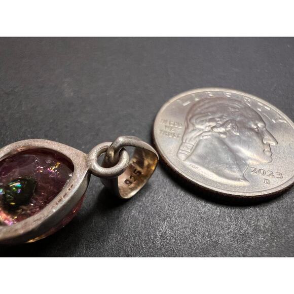 NEW Watermelon Tri color tourmaline sterling silver pendant 11.02 grams - Picture 9 of 14